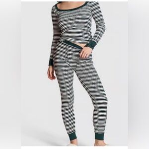 PINK Victoria's Secret Striped Pajama Set - Black and White
